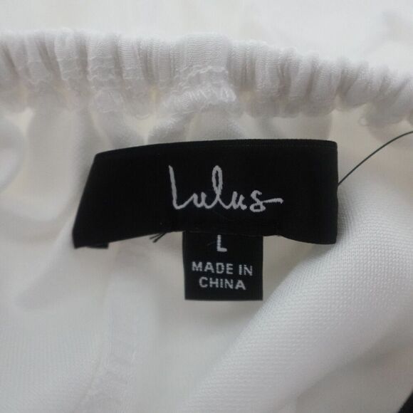 Lulus Womens Effortless Sweetness White Ruched Lace-Up Tiered Midi Dress Large - Picture 12 of 13